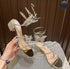 Summer Women Butterfly Wraps Mid Block Heels
